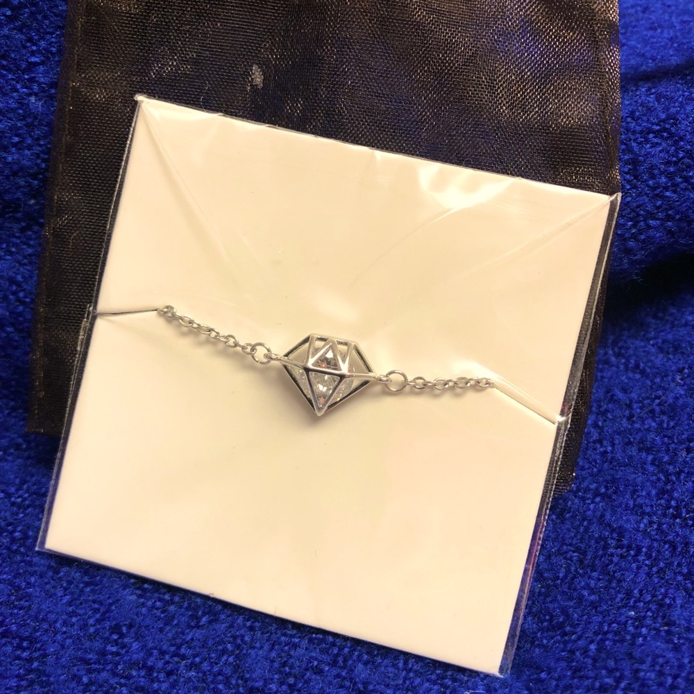 “Diamond” gem  Necklace with faux diamond